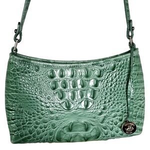 Brahmin Anytime Croc Embossed Mini Shoulder Bag Green Elevated Luxury Elegant